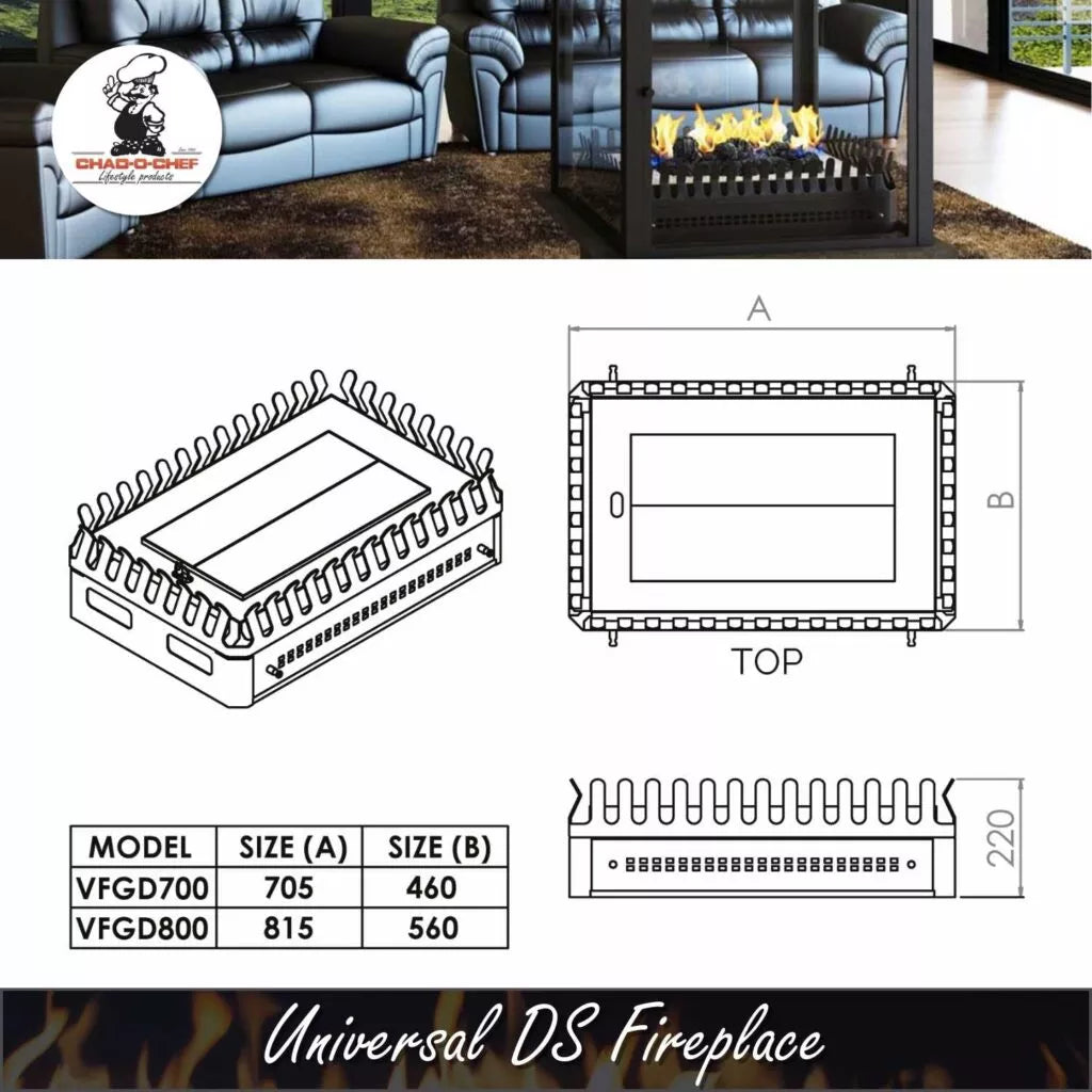 Chad-O-Chef Double-Sided Universal Grate Fireplace