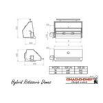 Chad O Chef hybrid rotisserie dome technical diagram with dimensions