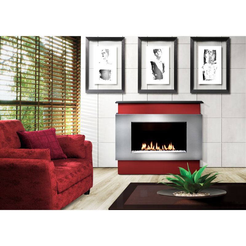 Red concept mantle surround for modern wall fireplaces