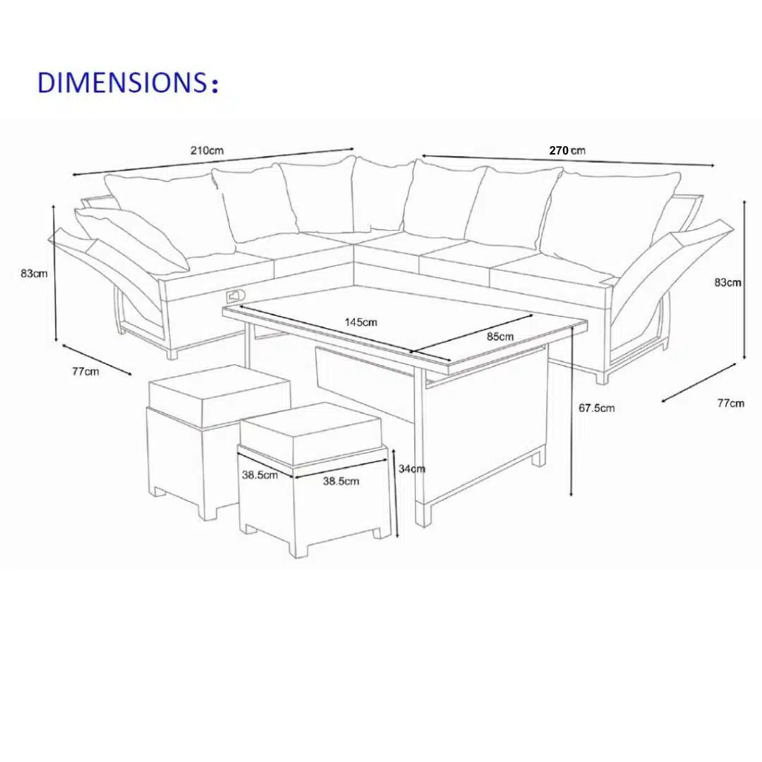 Hydro Fire Versano Patio Lounge Set (Dark Grey)