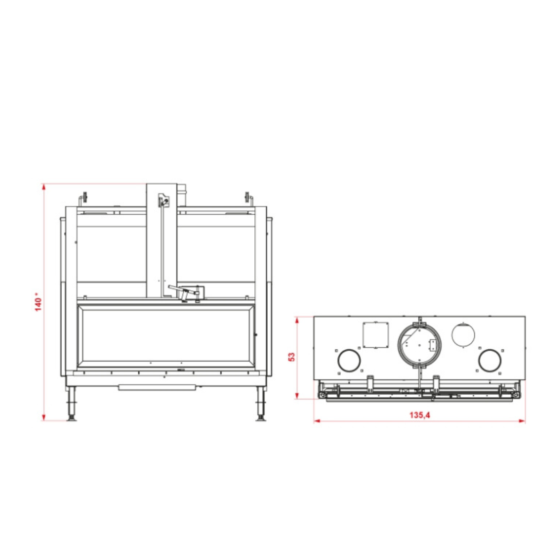 Ecomonoblocco MX25 9-front wood fireplace diagram