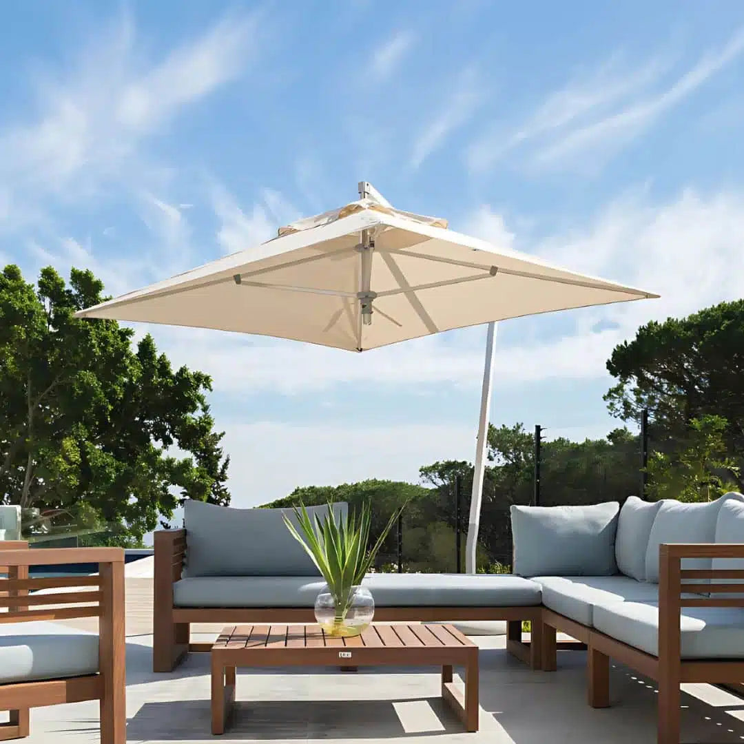 Hydro Fire 2.5m Square Ecru Cantilever Brittania Parasol (Incl Base 75kg)