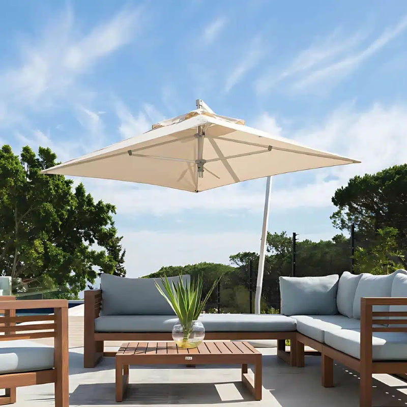 Hydro Fire 2.5m Square Ecru Cantilever Brittania Parasol (Incl Base 75kg)