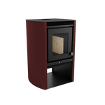 Graphite freestanding stove in red, bold color with efficient heating.