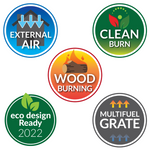 Henley Sherwood 5 stove certification badge icons