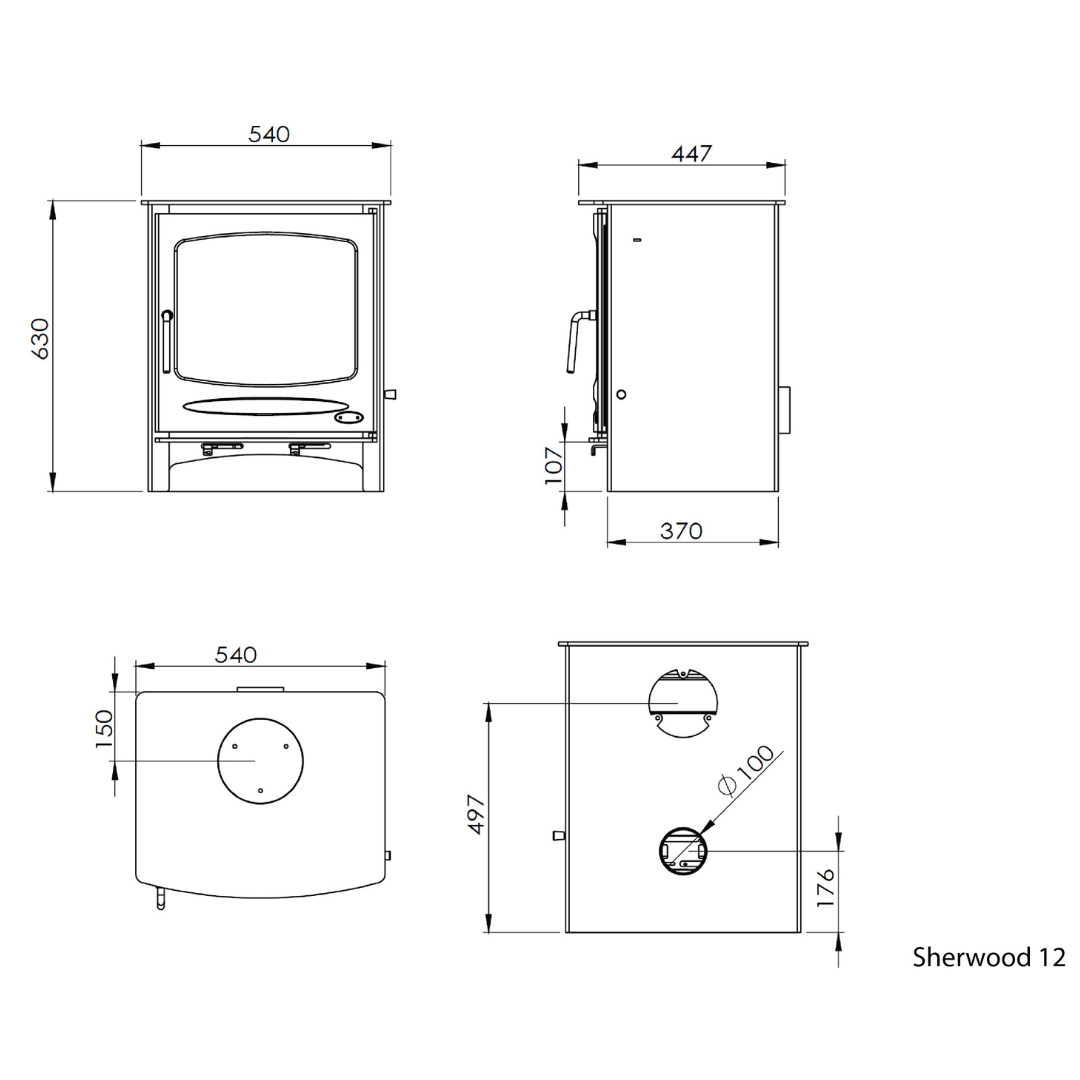Henley Sherwood 12 wood stove diagram efficient heating