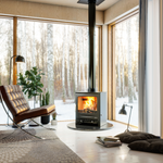 Henley Sherwood 12 stove in lifestyle setting, powerful wood burning heater.