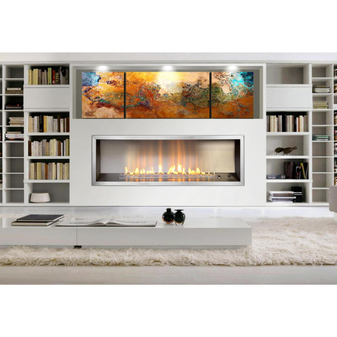 Infiniti Slimline 2000 built in fireplace front view stainless