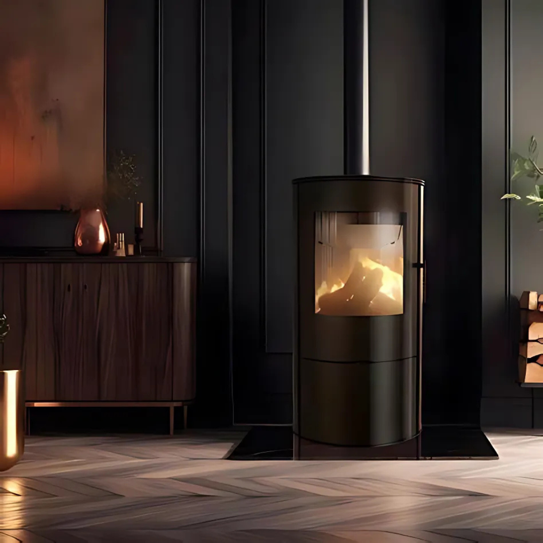 Kratki Rollo bioethanol fireplace lifestyle scene in living room