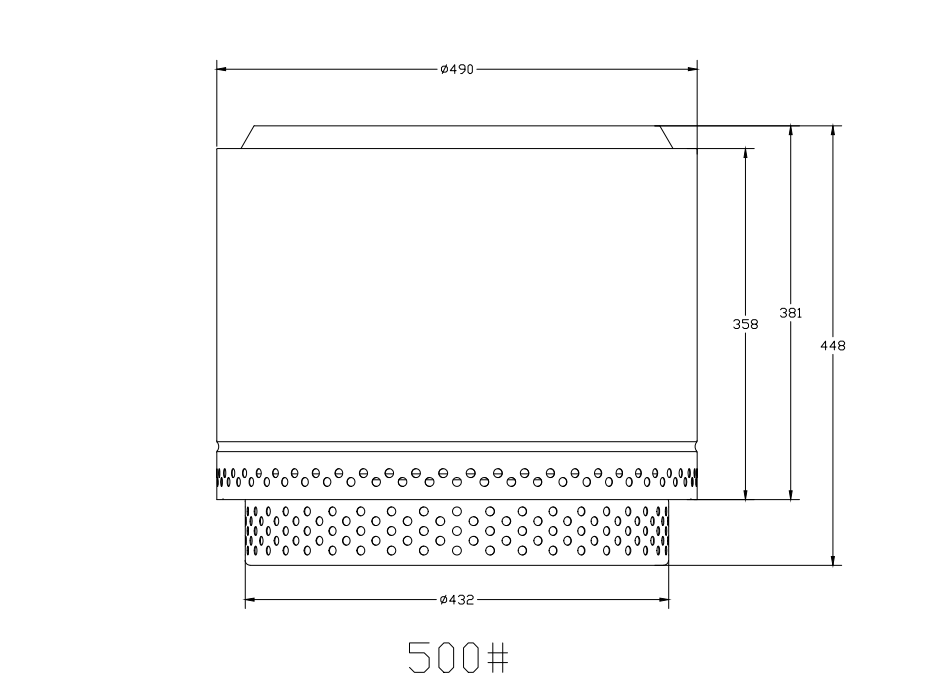 Technical drawing of a mechanical component with dimensions