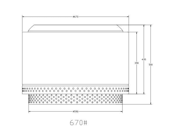 Technical drawing of a rectangular object with dimensions