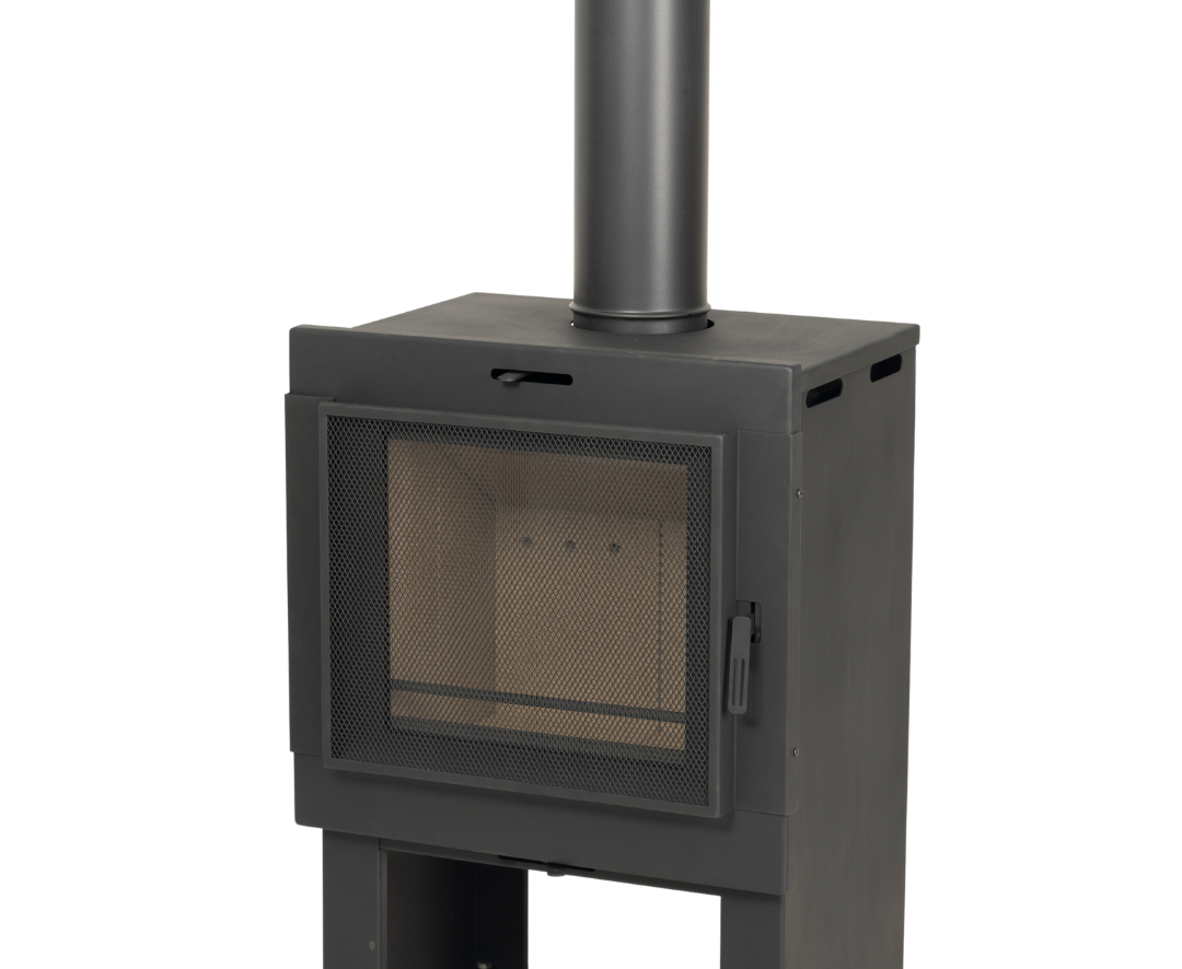 Optional mesh screen accessory for fireplace safety and clean design