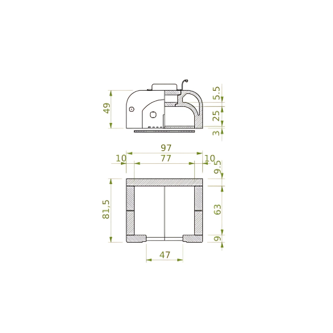Dimensioned diagram of the Palazzetti Easy Medium outdoor oven