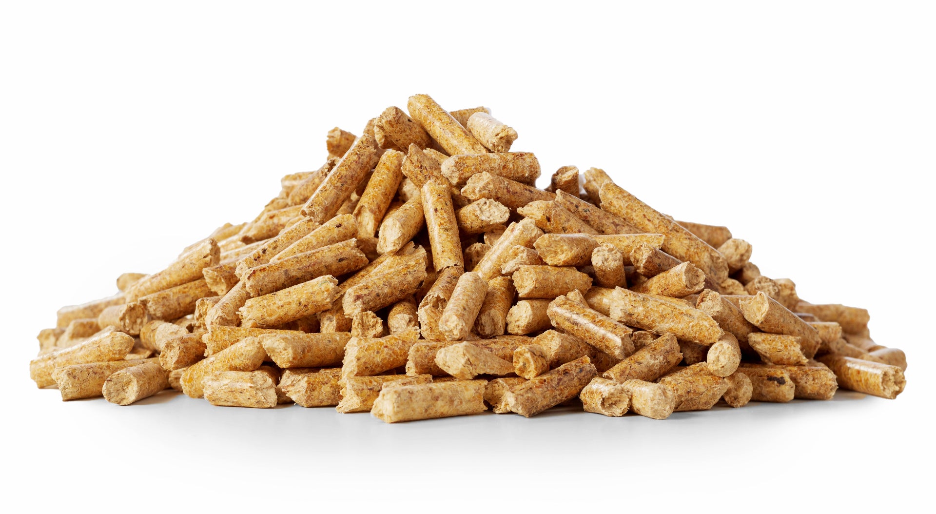 A pile of brown wood pellets.