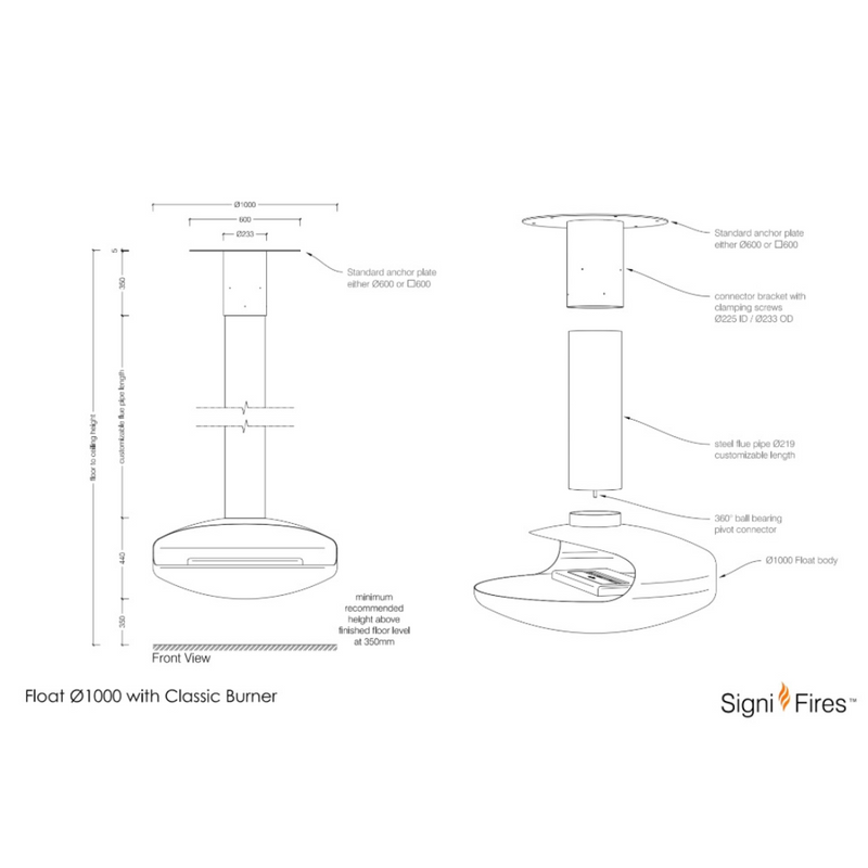 A black, wall-mounted bio-ethanol fireplace with a visible fire compartment.