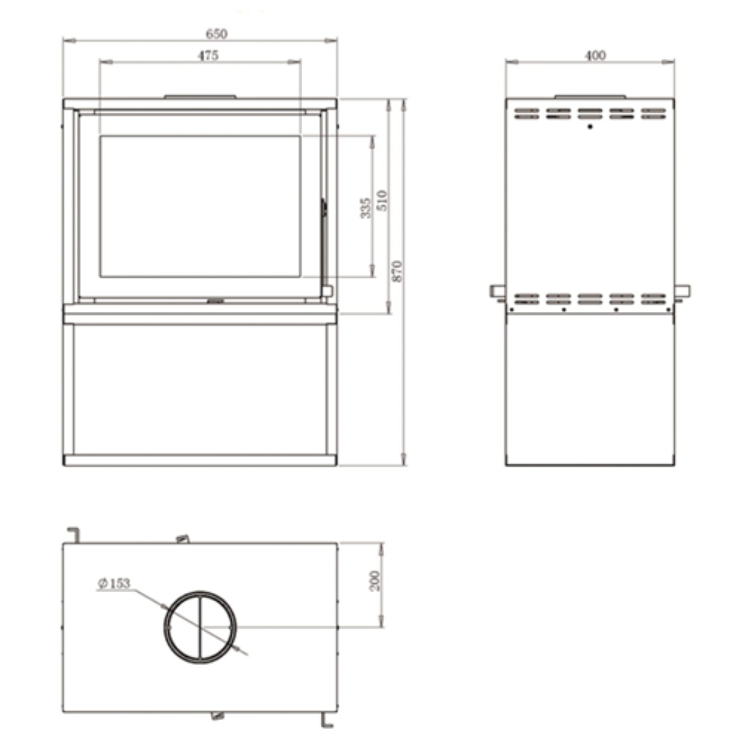Canature Taurus SI double sided freestanding fireplace diagram