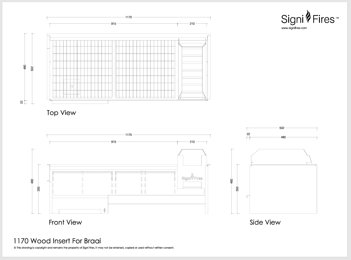 Wood insert for braai - technical diagram efficient fireplace design