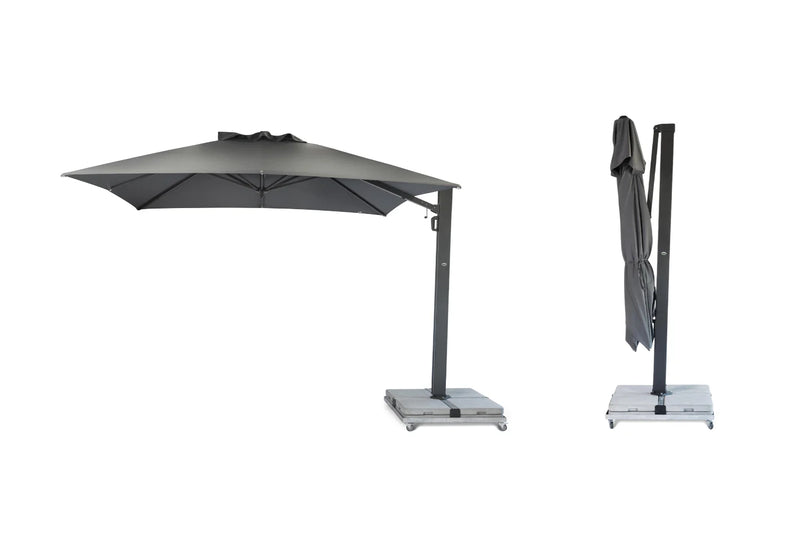 Hydro Fire 3.5m Square Ecru Cantilever Deluxe Parasol (Incl Cross Base &amp; Pavers)
