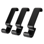 Three black hooks on a white background