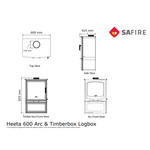 SAfire HEETA 600 ARC WOOD FIREPLACE | LOG BOX
