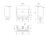 Technical drawing of a rectangular metal component with dimensions