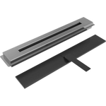Two metal gratings, one gray and one black, on a white background