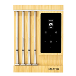 Meater digital meat thermometer with wooden stand on a white background