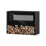 SAfire HEETA 1200 D/S BEVEL WOOD FIREPLACE | LOG BOX