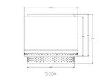 Technical drawing of a mechanical component with dimensions