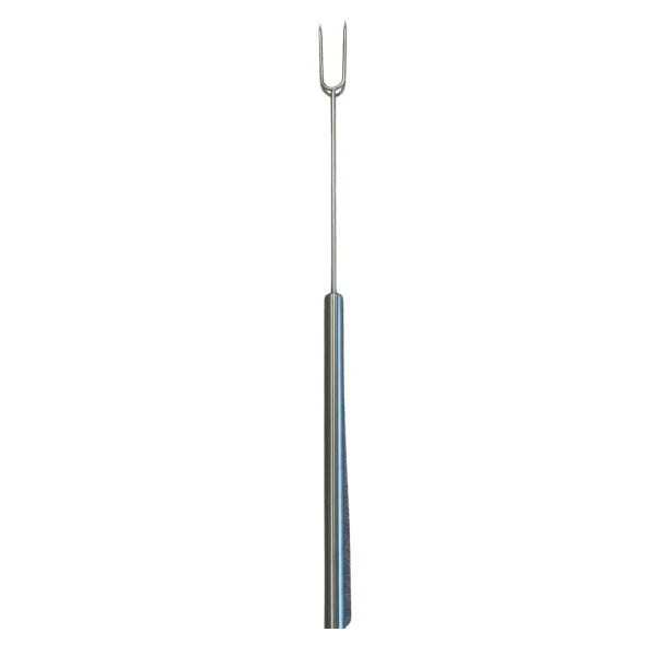Metallic fork on a white background
